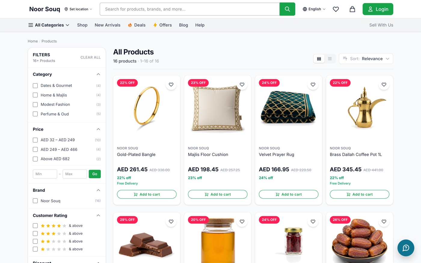 Category listing on a store built with FlexiCommerce
